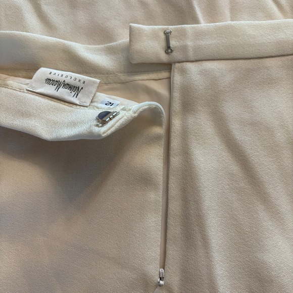 Vintage Neiman Marcus Exclusive Women's Cream 3 Piece Skirt Set Fur Collar SZ 12 - Picture 3 of 9